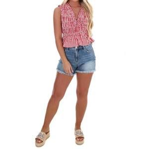 NEW DAY + MOON liberty gingham tie top in red
